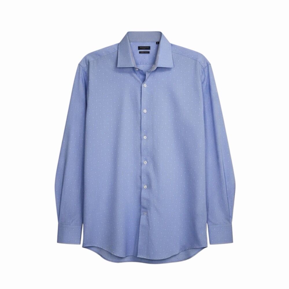 TailorByrd Non Iron Trim Fit Mens Dress Shirt Button Down Blue 16.5 34 35